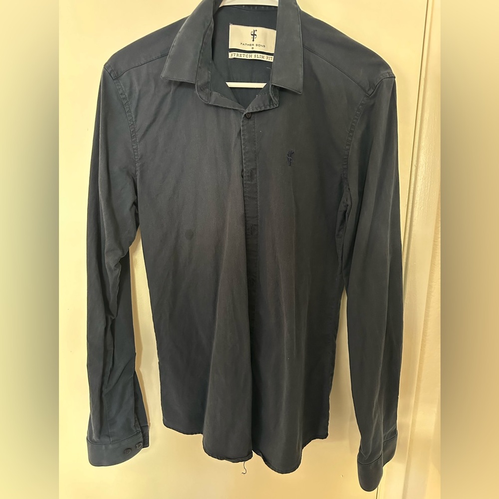 Father Sons Men's Blue Long Sleeve Shirt